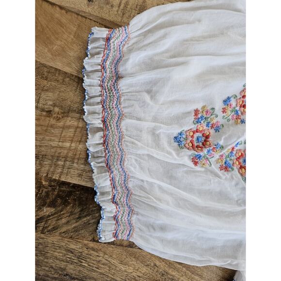 Vintage 1940s Floral Embroidered Sheer Hungarian Peasant Folk Blouse Top Antique - Picture 14 of 14